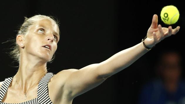 Karolina Pliskova in action during her Australian Open match against Italy’s Camila Giorgi.(REUTERS)