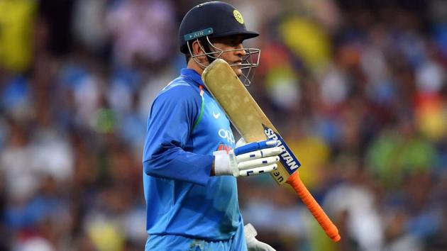 MS Dhoni in action during the third ODI encounter against Australia.(AFP)