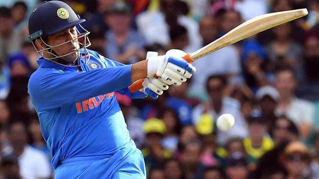 MS Dhoni plays a shot during the first one day international (ODI) match between Australia and India.(AFP)