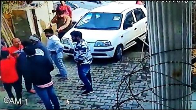 The complainant, Gaurav Kataria is a vegetable vendor in Basai and his family has a rivalry with gangster Kaushal. (Photo: CCTV grab) The complainant, Gaurav Kataria is a vegetable vendor in Basai and his family has a rivalry with gangster Kaushal. (Photo: CCTV grab)