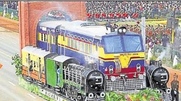 After a gap of three years, the Indian Railways will make a comeback to the Republic Day parade on Saturday with its tableau depicting Gandhi’s life journey.(HT Photo)