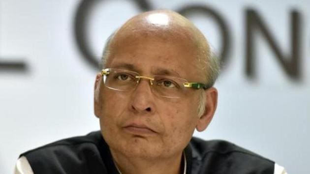 Congress spokesperson Abhishek Manu Singhvi at a press conference. (HT PHOTO) Congress spokesperson Abhishek Manu Singhvi at a press conference. (HT PHOTO)