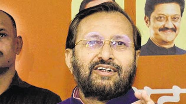 Central HRD minister Prakash Javadekar at a press conference in the city on Sunday. (Ravindra Joshi/HT PHOTO) Central HRD minister Prakash Javadekar at a press conference in the city on Sunday. (Ravindra Joshi/HT PHOTO)