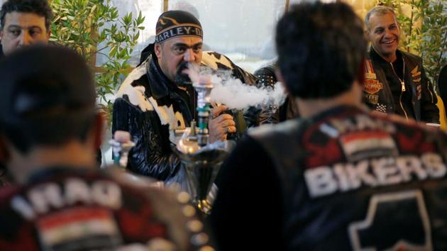 That is why the first rule of his bikers club is: you do not talk about politics.”It is absolutely prohibited to talk politics among members,” Bayati said as he sat with fellow bikers in a shisha cafe. “Whenever politics is mentioned, the members are warned once or twice and then expelled. We no longer have the strength to endure these tragedies or to repeat them,” he said, referring to sectarian violence. (Thaier Al-Sudani / REUTERS) That is why the first rule of his bikers club is: you do not talk about politics.”It is absolutely prohibited to talk politics among members,” Bayati said as he sat with fellow bikers in a shisha cafe. “Whenever politics is mentioned, the members are warned once or twice and then expelled. We no longer have the strength to endure these tragedies or to repeat them,” he said, referring to sectarian violence. (Thaier Al-Sudani / REUTERS)