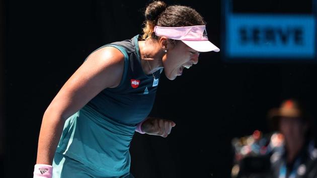 Naomi Osaka reacts during her match against Latvia's Anastasija Sevastova.(REUTERS)