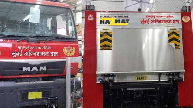 The new Hazmat truck procured by the Mumbai Fire Brigade will be used from February-end. (HT Photo) The new Hazmat truck procured by the Mumbai Fire Brigade will be used from February-end. (HT Photo)