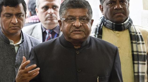 Union law minister Ravi Shankar Prasad on Tuesday launched a blistering attack on the Congress and its president Rahul Gandhi.(PTI)
