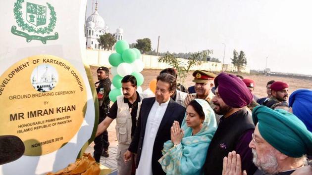 Pakistan's Prime Minister Imran Khan, cricketer-turned-Indian politician Navjot Singh Sidhu, Minister for Food Processing Industries Harsimrat Kaur Badal during ground breaking ceremony for Kartarpur corridor in Pakistan's Kartarpur. (PTI FILE PHOTO) Pakistan's Prime Minister Imran Khan, cricketer-turned-Indian politician Navjot Singh Sidhu, Minister for Food Processing Industries Harsimrat Kaur Badal during ground breaking ceremony for Kartarpur corridor in Pakistan's Kartarpur. (PTI FILE PHOTO)