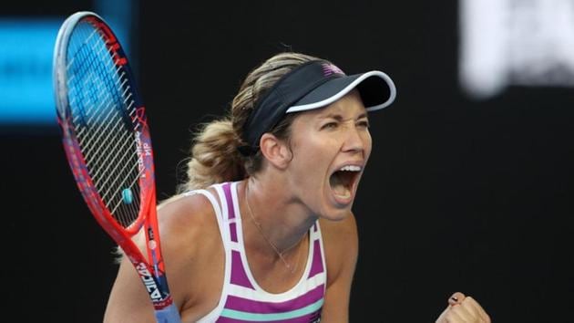 Danielle Collins celebrates after winning her Australian Open quarter-final match against Anastasia Pavlyuchenkova.(REUTERS)