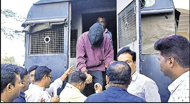All suspects arrested by Maharshtra ATS being produced in court at Aurangabad on Wednesday.(HT Photo)