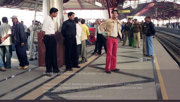 Pics of bollywood celebs who had travelled in the metro while shooting for their films was shared by DMRC on Twitter.