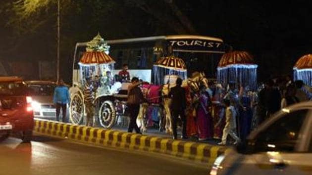 Police said the four, detained for dancing on top of a car’s roof during a marriage procession, were let off with a warning.(HT File / Photo used for representational purpose)