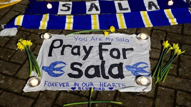 General view of tributes left outside the stadium for Emiliano Sala.(REUTERS)