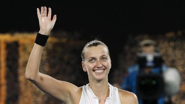 Tennis - Australian Open - Semi-final - Melbourne Park, Melbourne, Australia, January 24, 2019. Czech Republic's Petra Kvitova waves after winning match against Danielle Collins of the U.S.(REUTERS)