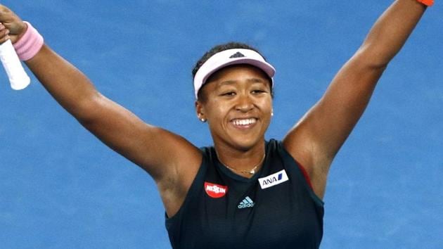 Japan's Naomi Osaka celebrates after winning the match against Czech Republic's Karolina Pliskova.(REUTERS)