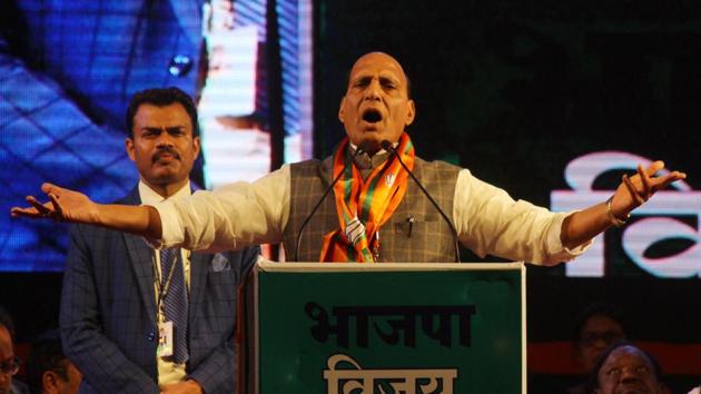 Union home minister Rajnath Singh on Thursday said the Bharatiya Janata Party (BJP) did not consider Congress as a major challenge in Uttar Pradesh.(ANI) Union home minister Rajnath Singh on Thursday said the Bharatiya Janata Party (BJP) did not consider Congress as a major challenge in Uttar Pradesh.(ANI)