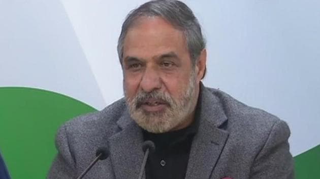 Congress leader Anand Sharma at party headquarters in New Delhi.(Photo: Twitter/@ANI)