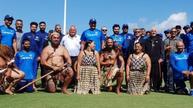 Members of Indian cricket team with Maori community(BCCI/ Twitter)
