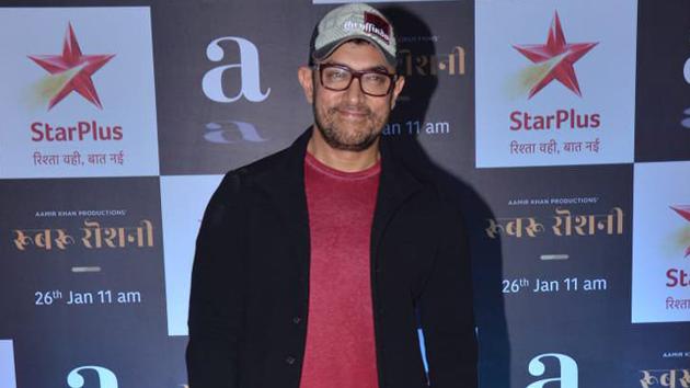 Aamir Khan at the screening of Roobaru Roshni in Mumbai.