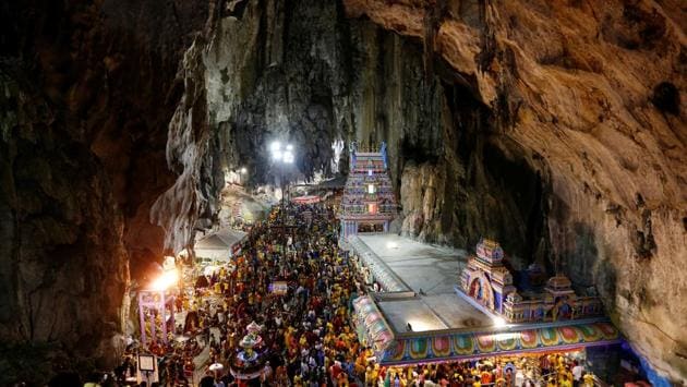 Hindu devotees gather at a shrine in Batu Caves during Thaipusam in Kuala Lumpur, Malaysia. (Lai Seng Sin / REUTERS) Hindu devotees gather at a shrine in Batu Caves during Thaipusam in Kuala Lumpur, Malaysia. (Lai Seng Sin / REUTERS)