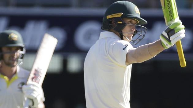 Australia's Marnus Labuschagne waves his bat after he reached his fifty.(AP)