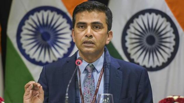 External Affairs Ministry spokesperson Raveesh Kumar addresses a press conference, in New Delhi. (AP Photo) External Affairs Ministry spokesperson Raveesh Kumar addresses a press conference, in New Delhi. (AP Photo)