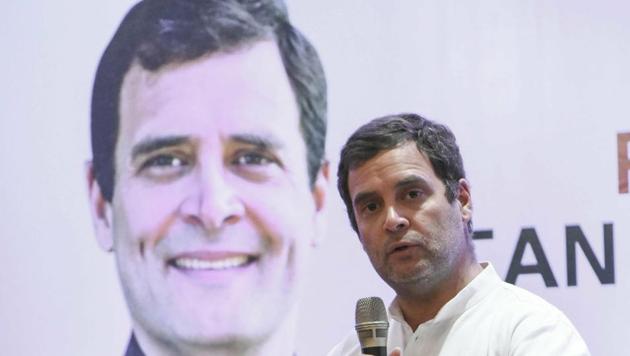 Congress President Rahul Gandhi interacts with intellectuals during a townhall in Bhubaneswar on Jan 25.(PTI Photo)