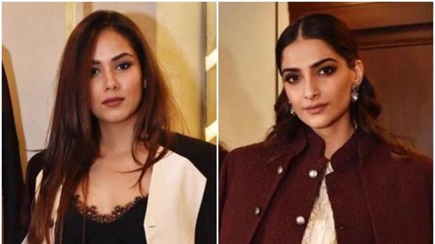 Mira Rajput and Sonam Kapoor at a function in Mumbai.(Viral Bhayani)