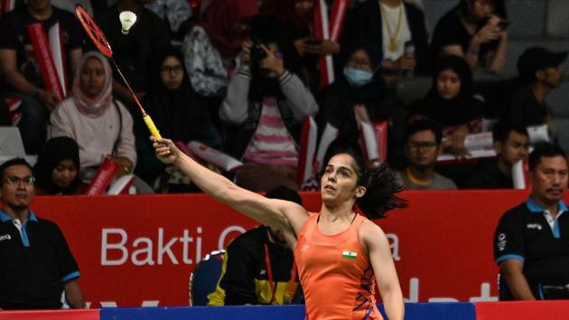 Saina Nehwal will play Chen Yufei or Carolina Marin in the final.(AFP)