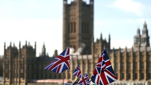 British Union flags fly in front of The Houses of Parliament in London. British Prime Minister Theresa May launched a mission to resuscitate her rejected European Union Brexit divorce deal, setting out plans to get it approved by Parliament.(AP Photo)