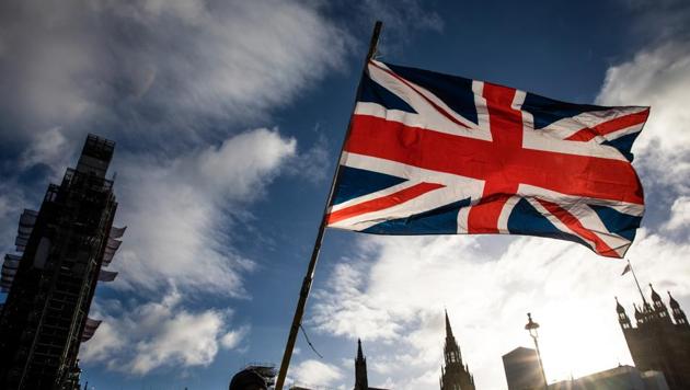 A British Union Flag, also known as a Union Jack, outside the Houses of Parliament in London, UK, on January 14.(Bloomberg)