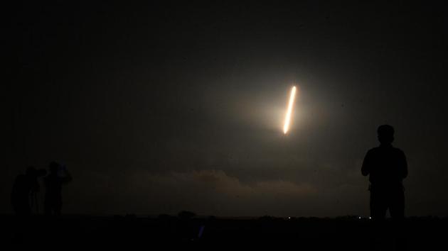 The Indian Space Research Organisation’s (ISRO), Polar Satellite Launch Vehicle (PSLV-C44) launches off with Defence Research and Development Organisation’s (DRDO) imaging satellite ‘Microsat R’ along with the student satellite ‘Kalamsat’ at Satish Dhawan Space centre in Sriharikota, Andhra Pradesh. (Arun Sankar / AFP) The Indian Space Research Organisation’s (ISRO), Polar Satellite Launch Vehicle (PSLV-C44) launches off with Defence Research and Development Organisation’s (DRDO) imaging satellite ‘Microsat R’ along with the student satellite ‘Kalamsat’ at Satish Dhawan Space centre in Sriharikota, Andhra Pradesh. (Arun Sankar / AFP)