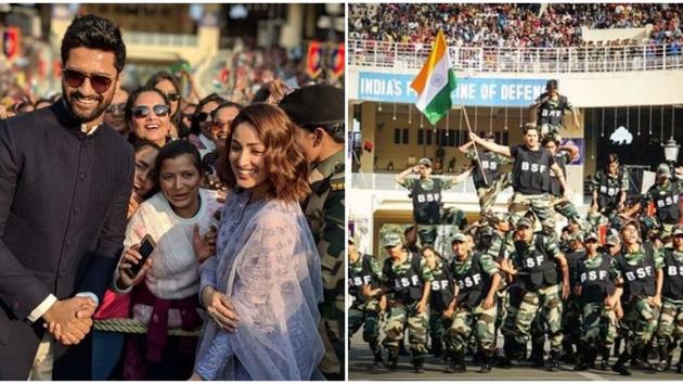 Vicky Kaushal, Yami Gautam and Varun Dhawan at Wagah border on Republic Day. (Instagram) Vicky Kaushal, Yami Gautam and Varun Dhawan at Wagah border on Republic Day. (Instagram)