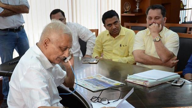 Ailing Goa Chief Minister Manohar Parrikar at the state secretariat in Panaji at the beginning of 2019 (File Photo)(PTI)