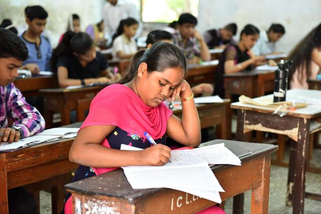 Navi Mumbai, India - March 7, 2017: Students giving SSC exam in their center at ICL High School Vashi in Navi Mumbai on Tuesday, March 7, 2017. (Photo by Bachchan Kumar / Hindustan Times)(HT File photo)