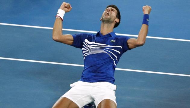Serbia's Novak Djokovic reacts after winning his match against Spain's Rafael Nadal(REUTERS)