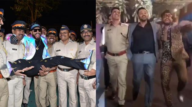 Ranveer Singh having fun at Umang event. Ranveer Singh having fun at Umang event.