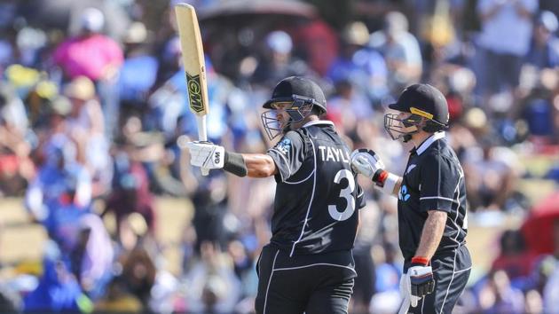 Ross Taylor celebrates his 50 runs during the third one day international between India and New Zealand. (AP) Ross Taylor celebrates his 50 runs during the third one day international between India and New Zealand. (AP)