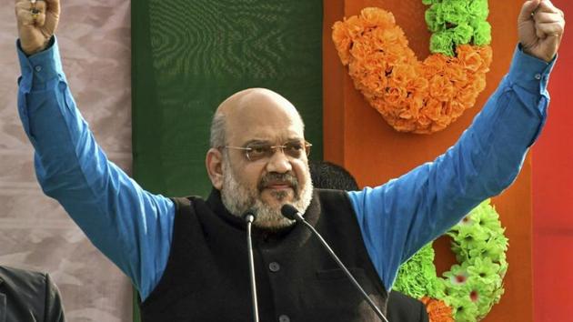 Sources said Amit Shah would urge the booth-level workers to target the nearly 17 lakh first-time voters, as per latest voters’ list by the Election Commission.(PTI Photo) Sources said Amit Shah would urge the booth-level workers to target the nearly 17 lakh first-time voters, as per latest voters’ list by the Election Commission.(PTI Photo)