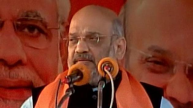 BJP president addresses a public rally in East Midnapore district of West Bengal on Tuesday.(Photo: Twitter/@ANI)