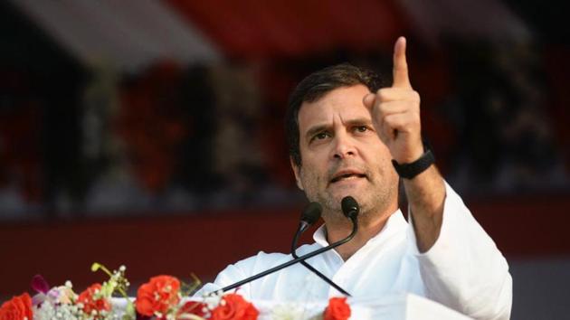 Congress President Rahul Gandhi addressing people at 'Kisan Abhaar Sammelan' and 'Krishi Rin Mukti Karayakram' in Atal Nagar at Chhattisgarh.(ANI Photo) Congress President Rahul Gandhi addressing people at 'Kisan Abhaar Sammelan' and 'Krishi Rin Mukti Karayakram' in Atal Nagar at Chhattisgarh.(ANI Photo)