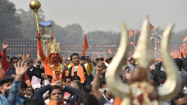 Senior RSS functionaries said the Centre’s step is aimed to pre-empt any move by the saints to gather at the disputed site in Ayodhya to start an agitation. (Sanjeev Verma/HT File Photo) Senior RSS functionaries said the Centre’s step is aimed to pre-empt any move by the saints to gather at the disputed site in Ayodhya to start an agitation. (Sanjeev Verma/HT File Photo)