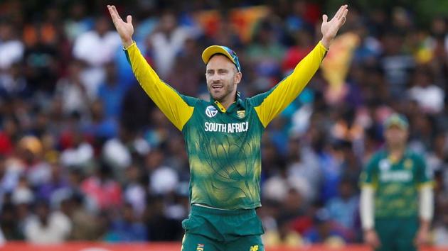 South Africa's captain Faf du Plessis gestures. (REUTERS) South Africa's captain Faf du Plessis gestures. (REUTERS)