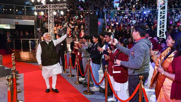 Prime Minister Narendra Modi at an interactive session ‘Pariksha Par Charcha 2.0’ in New Delhi on Tuesday. (PTI) Prime Minister Narendra Modi at an interactive session ‘Pariksha Par Charcha 2.0’ in New Delhi on Tuesday. (PTI)
