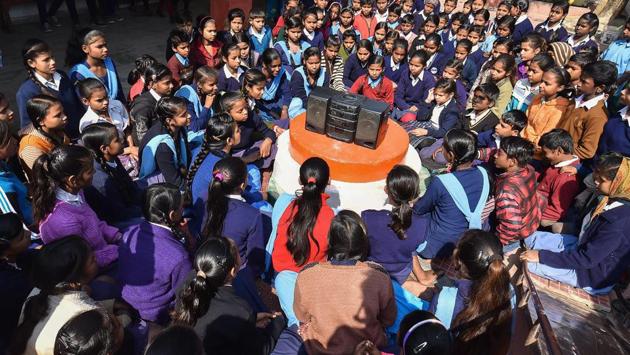 Students listen to the second edition of ‘Pariksha Par Charcha 2.0’, a radio programme of Prime Minister Narendra Modi at a government school, in Patna. Modi told students that “the board exam is not the exam for life” and it does not stop lives. “Board exam is just like any other exam. Kuch khilaune ke tootne se bachpan nahi marta’. The board exam is not the exam for life. It does not stop our lives. But exams are important for us,” he said. (PTI) Students listen to the second edition of ‘Pariksha Par Charcha 2.0’, a radio programme of Prime Minister Narendra Modi at a government school, in Patna. Modi told students that “the board exam is not the exam for life” and it does not stop lives. “Board exam is just like any other exam. Kuch khilaune ke tootne se bachpan nahi marta’. The board exam is not the exam for life. It does not stop our lives. But exams are important for us,” he said. (PTI)
