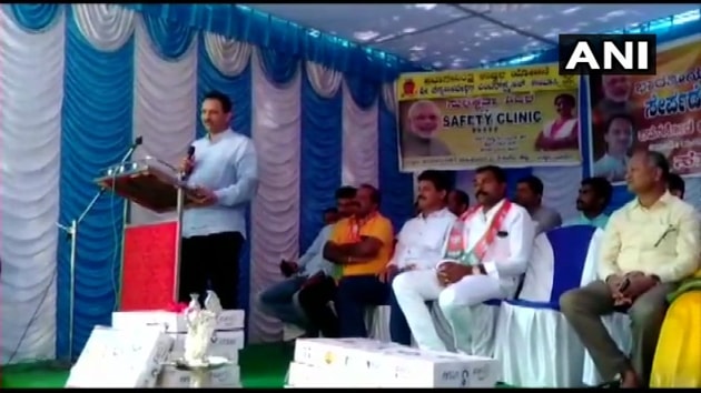 Union Minister Ananth Kumar Hegde speaks at a function in Karwar, Karnataka. (ANI/Twitter) Union Minister Ananth Kumar Hegde speaks at a function in Karwar, Karnataka. (ANI/Twitter)