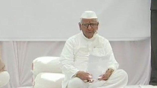 Anna Hazare begins his fast for the formation of Lokpal at the Centre and Lokayuktas in the states, at Ralegan Siddhi. (ANI Photo/Twitter) Anna Hazare begins his fast for the formation of Lokpal at the Centre and Lokayuktas in the states, at Ralegan Siddhi. (ANI Photo/Twitter)