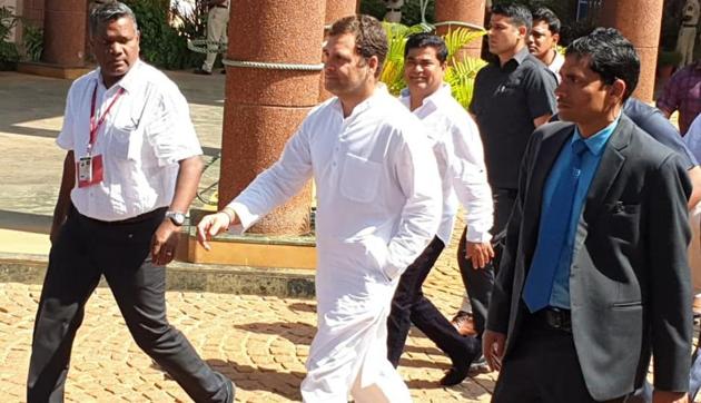 Rahul Gandhi met Manohar Parrikar at the CM’s office in Panaji on Tuesday. The meeting between Gandhi, on a private visit to Goa, and Parrikar, lasted about 10 minutes. (ANI) Rahul Gandhi met Manohar Parrikar at the CM’s office in Panaji on Tuesday. The meeting between Gandhi, on a private visit to Goa, and Parrikar, lasted about 10 minutes. (ANI)
