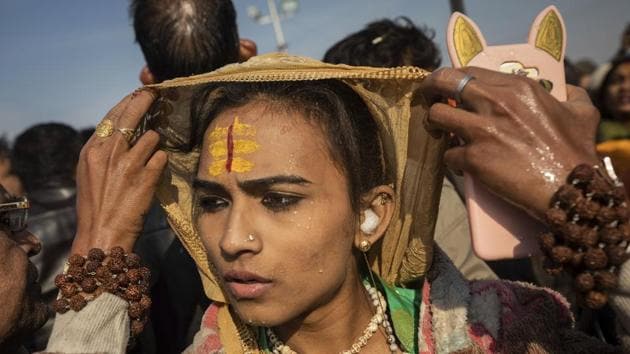 Although hijras were an integral part of the society described in the Vedas, they have been marginalized in modern India, forced out of homes as children and often sold into sex trafficking. Hindu families have continued ancient practices of paying hijras to dance at births and marriages, considering their presence auspicious, while simultaneously denying them access to these rites. (Bernat Armangue / AP) Although hijras were an integral part of the society described in the Vedas, they have been marginalized in modern India, forced out of homes as children and often sold into sex trafficking. Hindu families have continued ancient practices of paying hijras to dance at births and marriages, considering their presence auspicious, while simultaneously denying them access to these rites. (Bernat Armangue / AP)