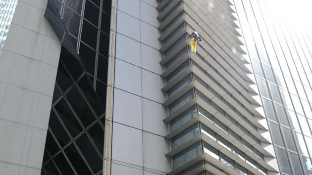 Alain Robert, popularly known as the "French Spiderman", climbing the 47-storey GT Tower in Manila.(AFP) Alain Robert, popularly known as the "French Spiderman", climbing the 47-storey GT Tower in Manila.(AFP)